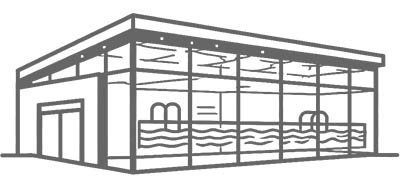 Symbolische Darstellung eines &ouml;ffentlichen Geb&auml;udes mit Glasfassade f&uuml;r den Bereich Kommunalbau